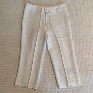 Willi Smith 100% Linen Womens Pants Size 2 special flower motif